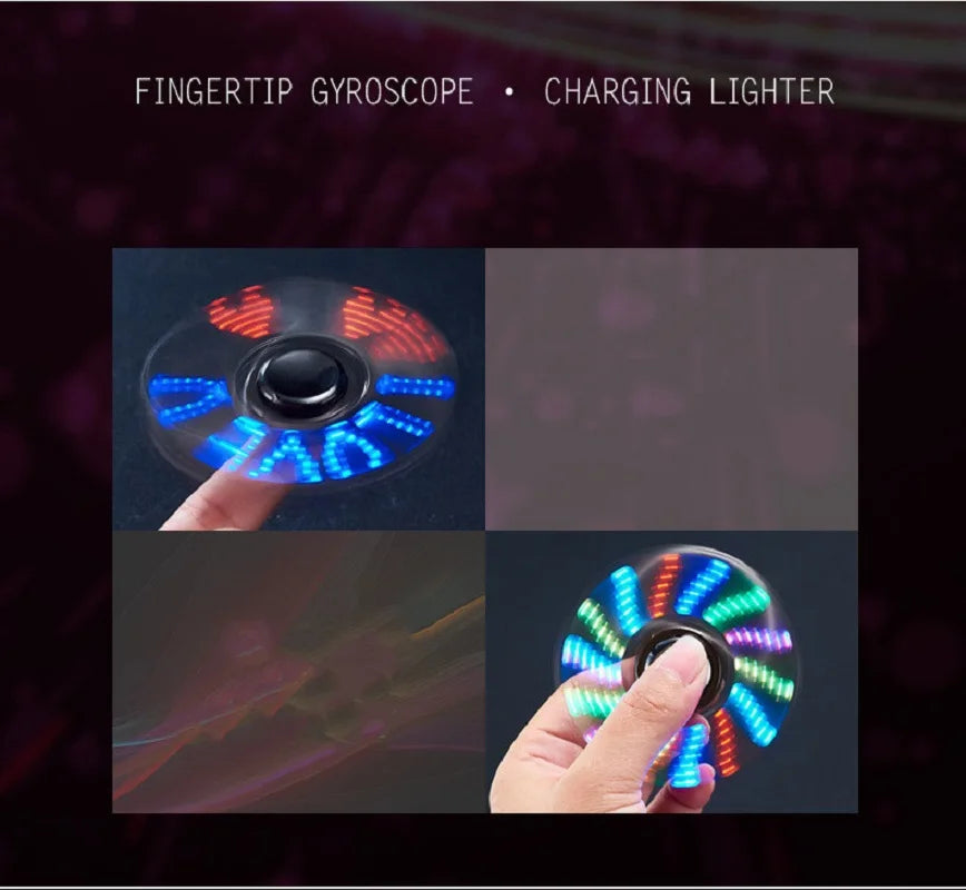 Metal Rechargeable Colorful Light Fidget Spinner Lighter - Image 2