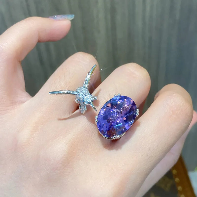 Majestic Hummingbird Gemstone Ring - Image 2