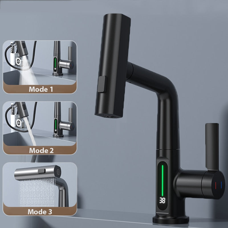 Modern Sleek Waterfall Temperature Display Faucet - Image 5