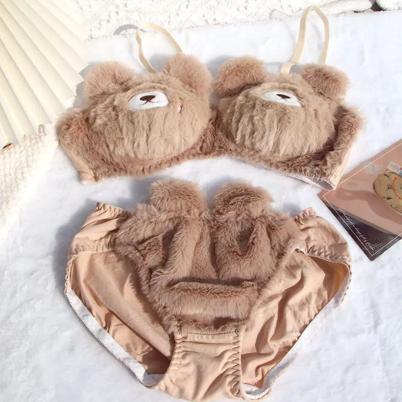 Soft Bear-Themed Cozy Bra Set