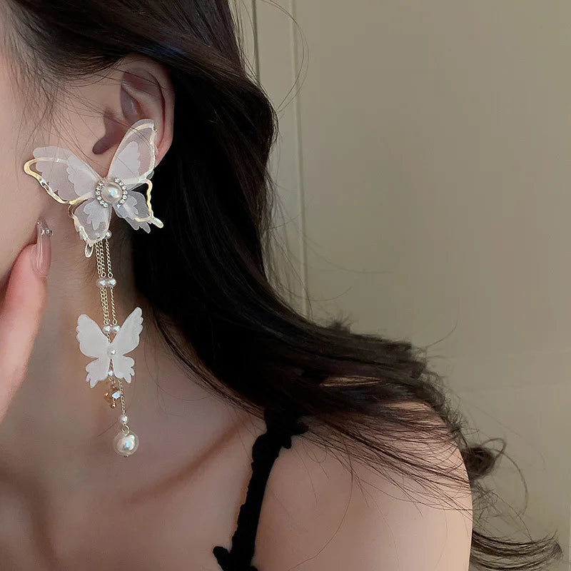 Black Hollow Butterfly Dangle Earrings - Image 8