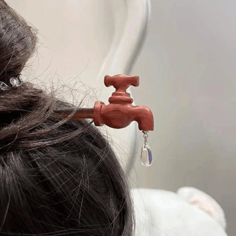 Vintage Wood Faucet Water Drop Hairpin - Image 0
