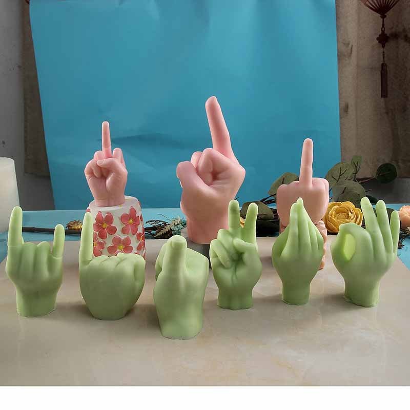 Middle Finger Hand Gestures Artsy Candle DIY Molds - Image 3