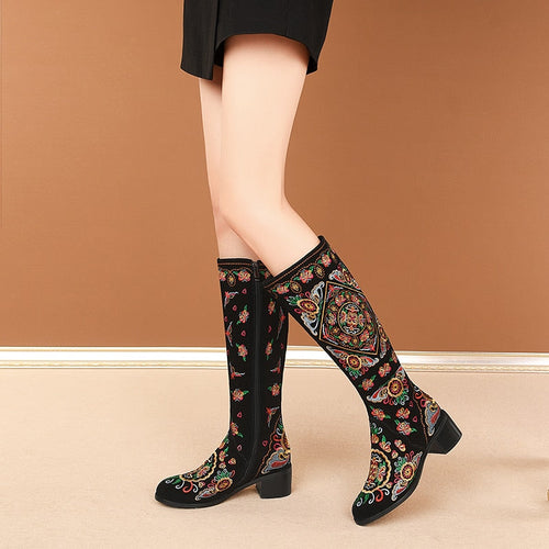 Colorful Low Heel High Sleeve Winter Boots - Image 0