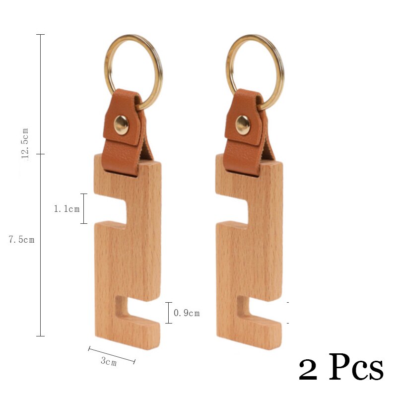 Portable Keychain Wood Phone Stand