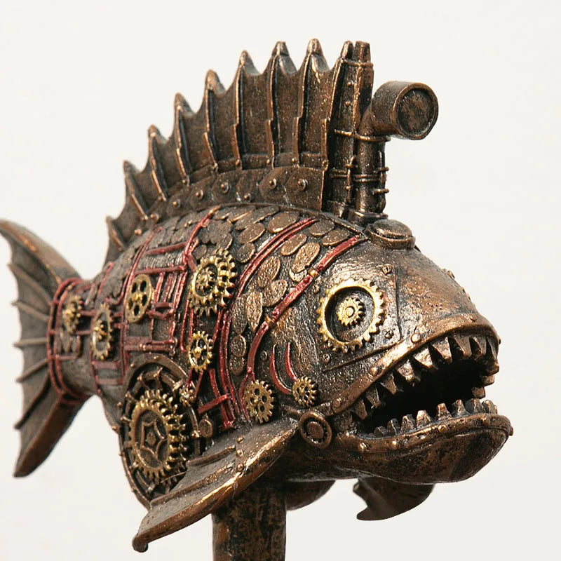 Steampunk Mechanical Blackfish Figurine - Image 2