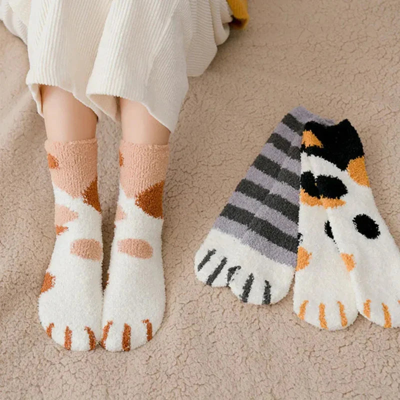 Plush Winter Cute Cat Paws Sock - Image 0