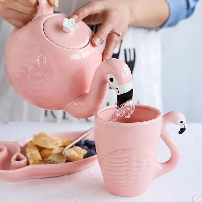 Pink Flamingo Ceramic Tea Set - Image 0
