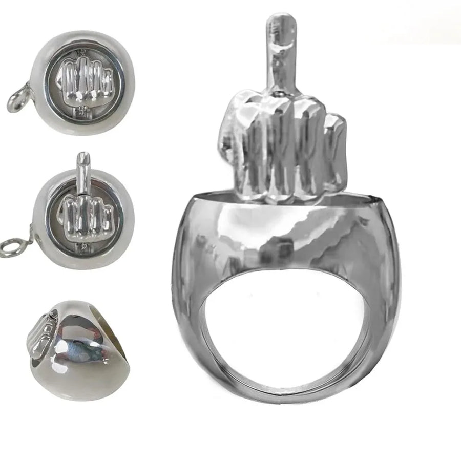 Edgy Iconic Flip Middle Finger Ring - Image 5