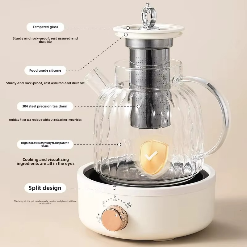 Wavy Glass Heat Adjustable Tea Maker - Image 4