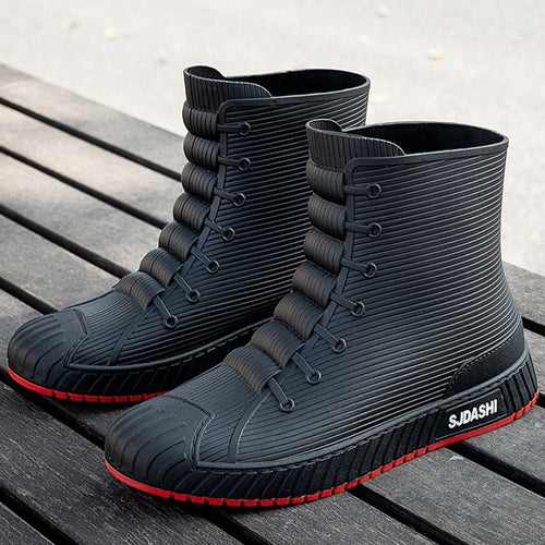 Rain Rider Slip-On Rubber Stylish Waterproof Boots - Image 0
