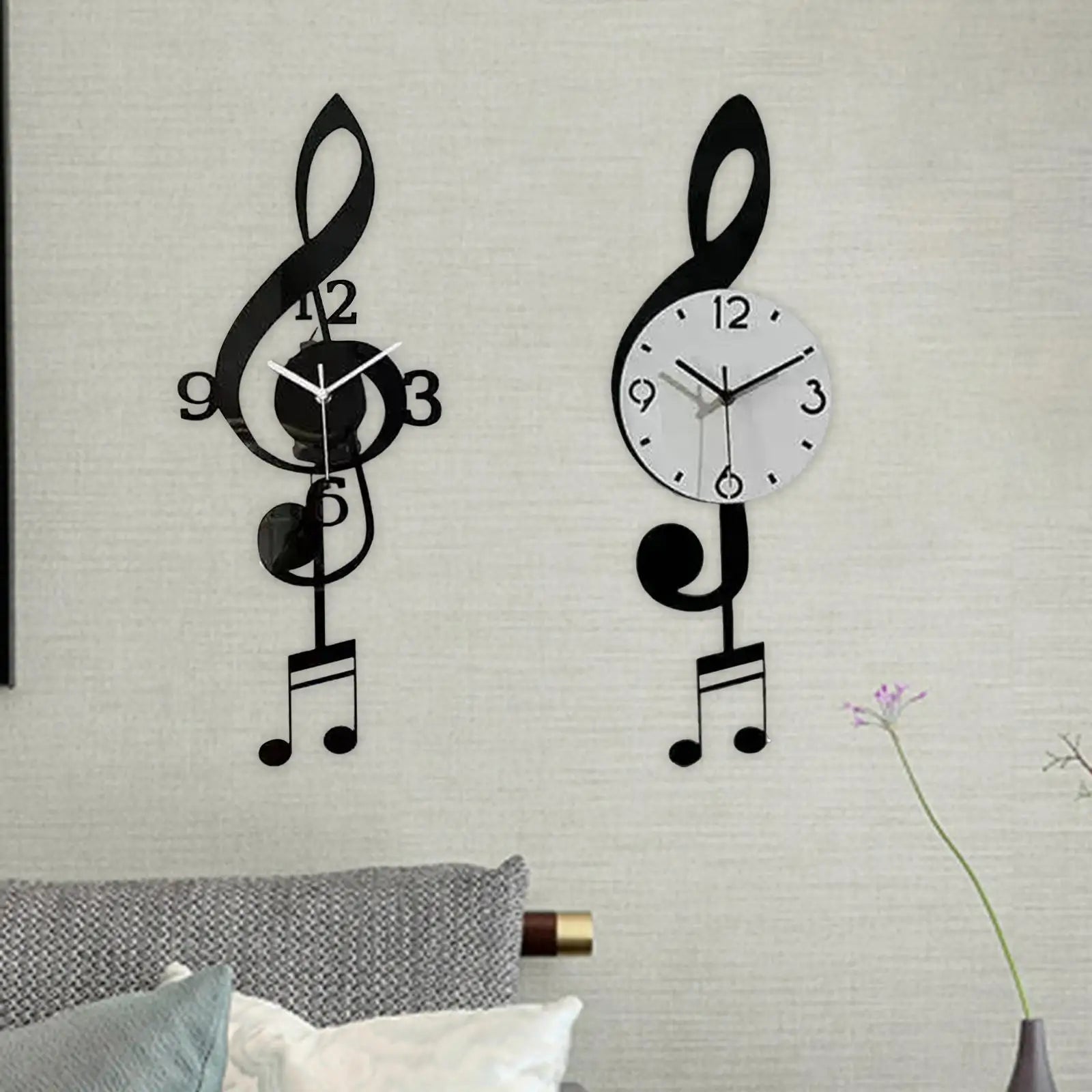Musical Note Pendulum Wall Clock - Image 1