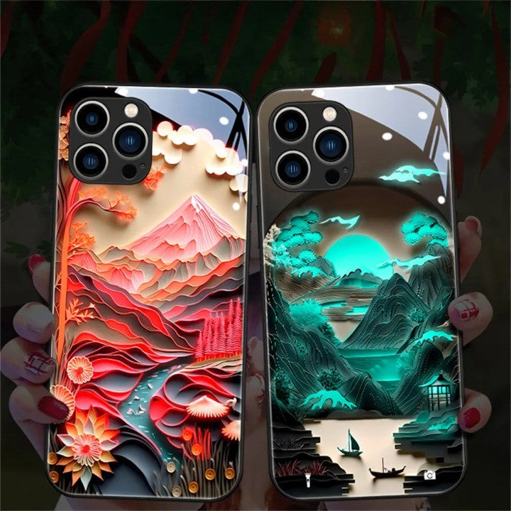 Fuji Mountain Sound-Activated LED Glass iPhone Case - Image 0