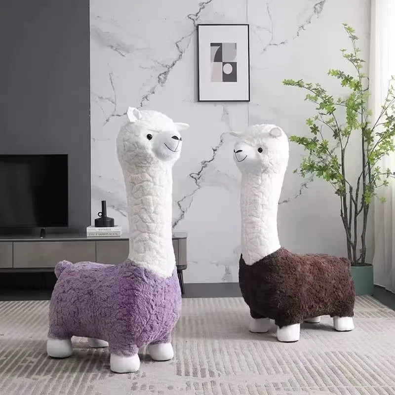 Fluffy Lama Door Entryway Decor Stool - Image 2