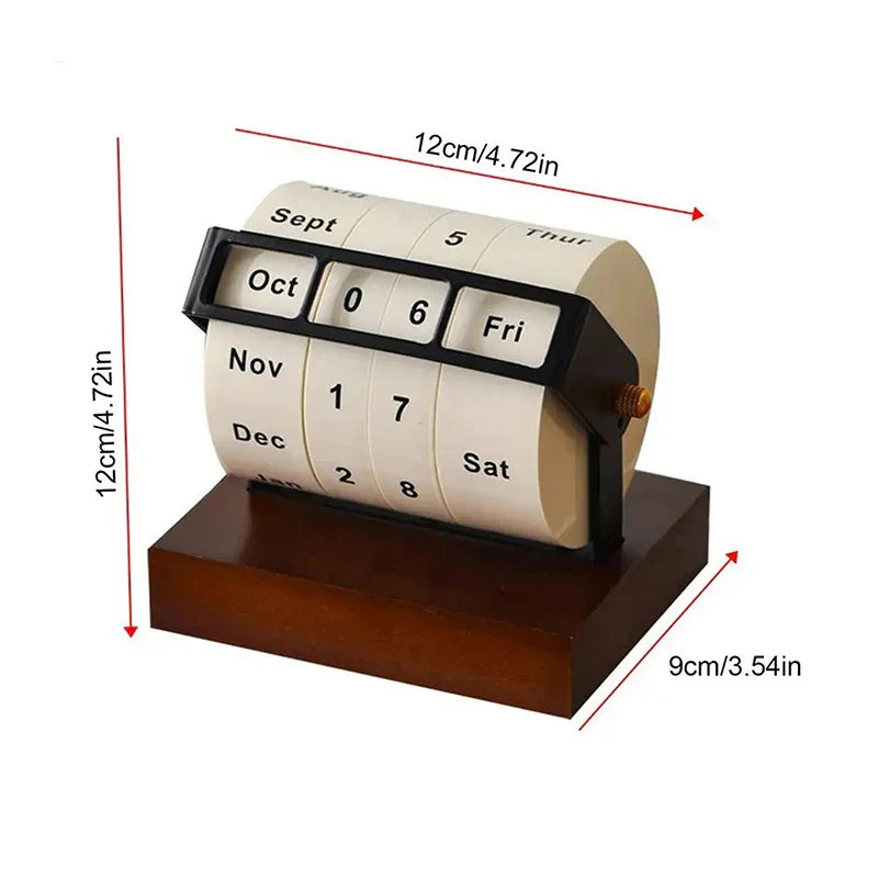 Mid-Century Rotating Wooden Perpetual Desk Calendar - Image 6