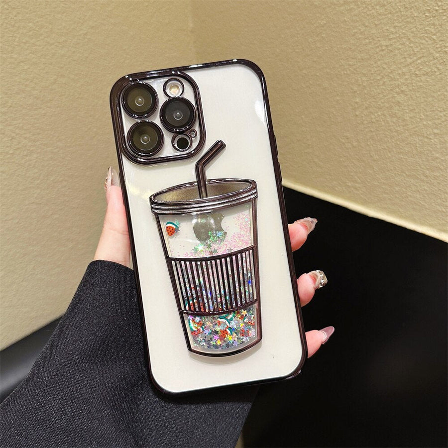 Glitter Star Drink Cup iPhone Case - Image 0