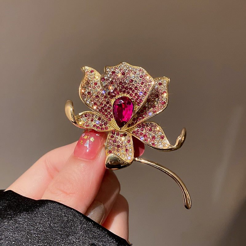 Elegant Rhinestone Flower Brooches - Image 19