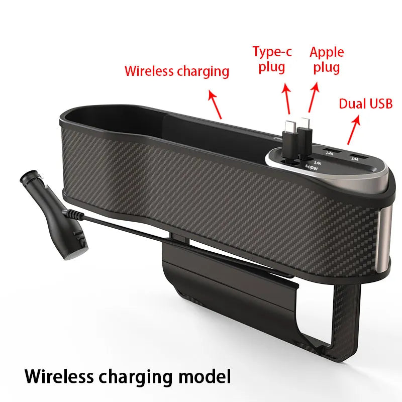 Car Seat Gap Organizer Cup Holder Wireless Charger