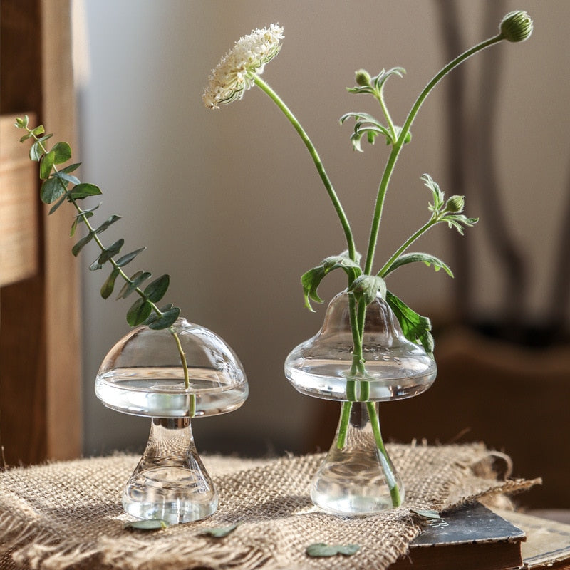 Mushroom Inspired Elegant Glass Vase