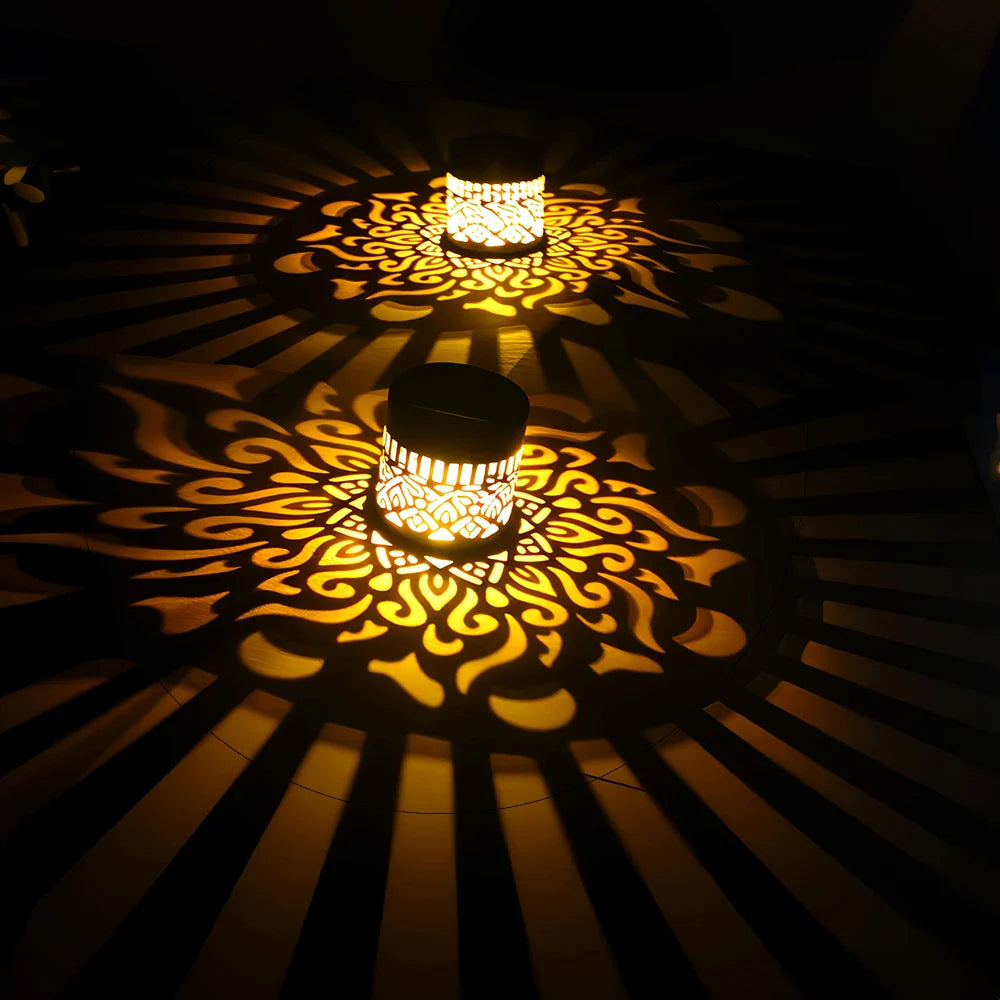 Geometric Pattern Decorative Solar Garden Wall Light - Image 1