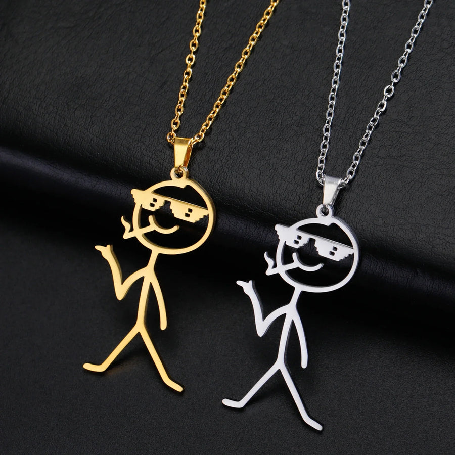 Cute Punk Funny Middle Finger Stickman Necklace - Image 10