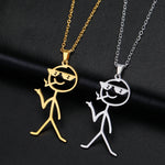 Cute Punk Funny Middle Finger Stickman Necklace