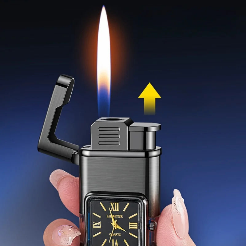 Dual Flame Built-in Watch Butane Gas Lighter - Image 4