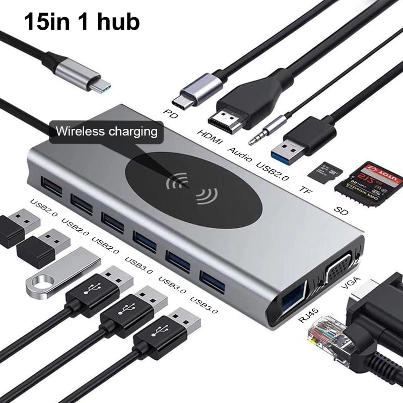 15in1 USB-C Wireless Charging Docking Station - Image 4