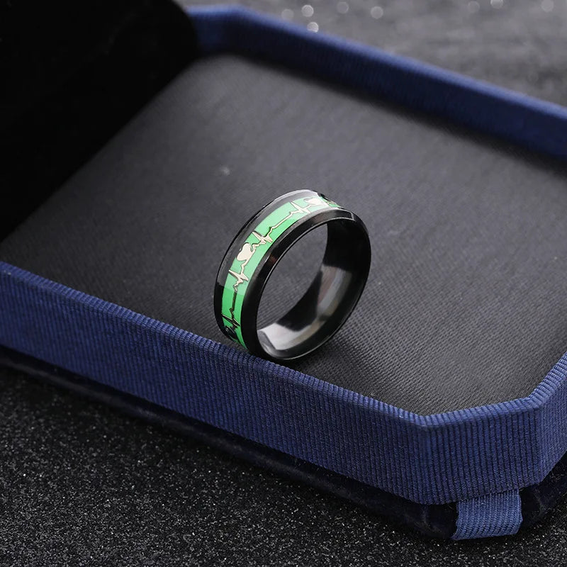 Heart Beat Titanium Steel Couple Rings - Image 9
