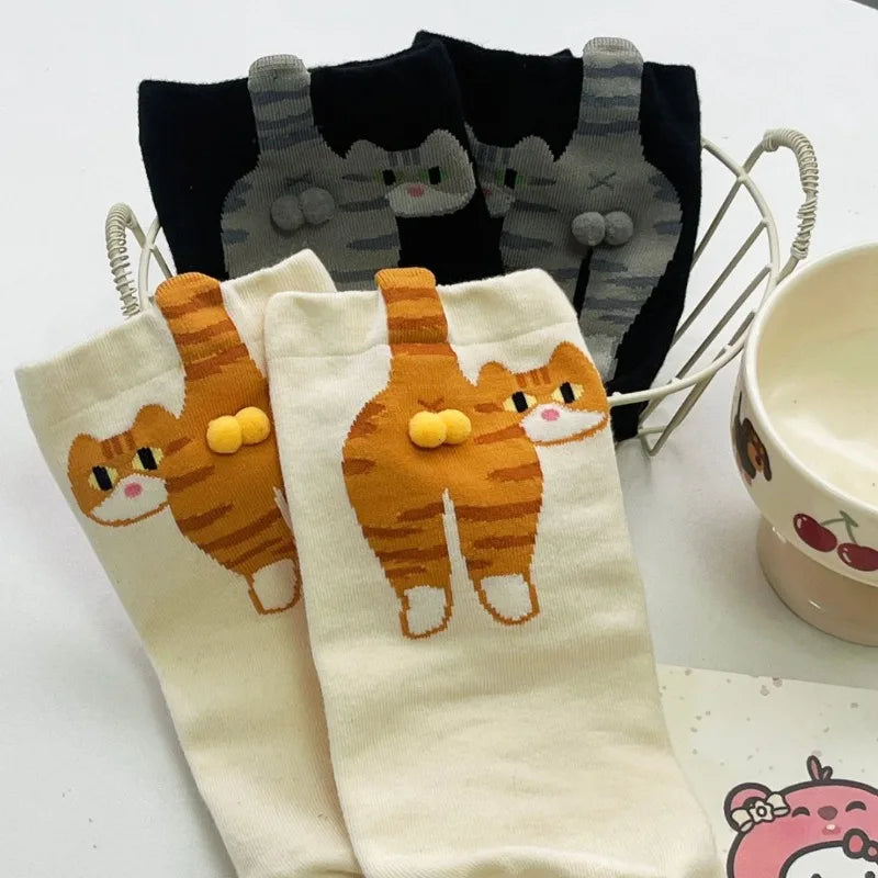 Cute Cat Butt Cartoon Socks - Image 0