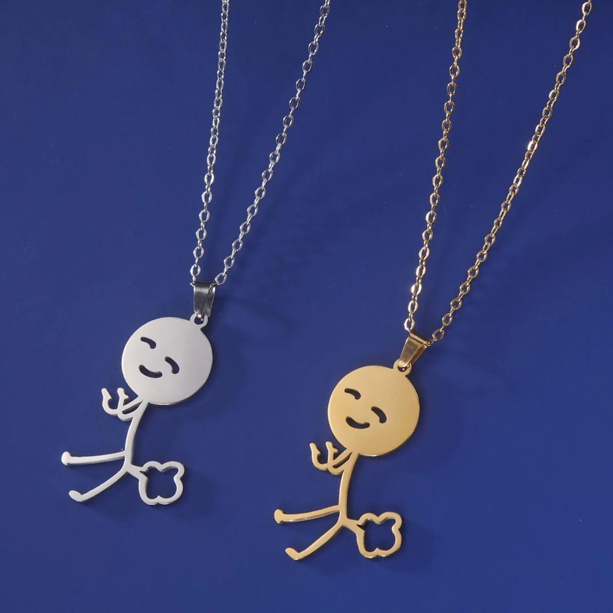 Cute Punk Funny Middle Finger Stickman Necklace