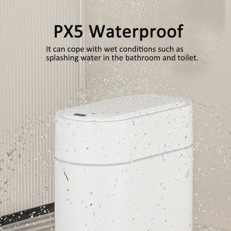 Clean Hands Touchless Slim Bathroom Wastebasket Bin