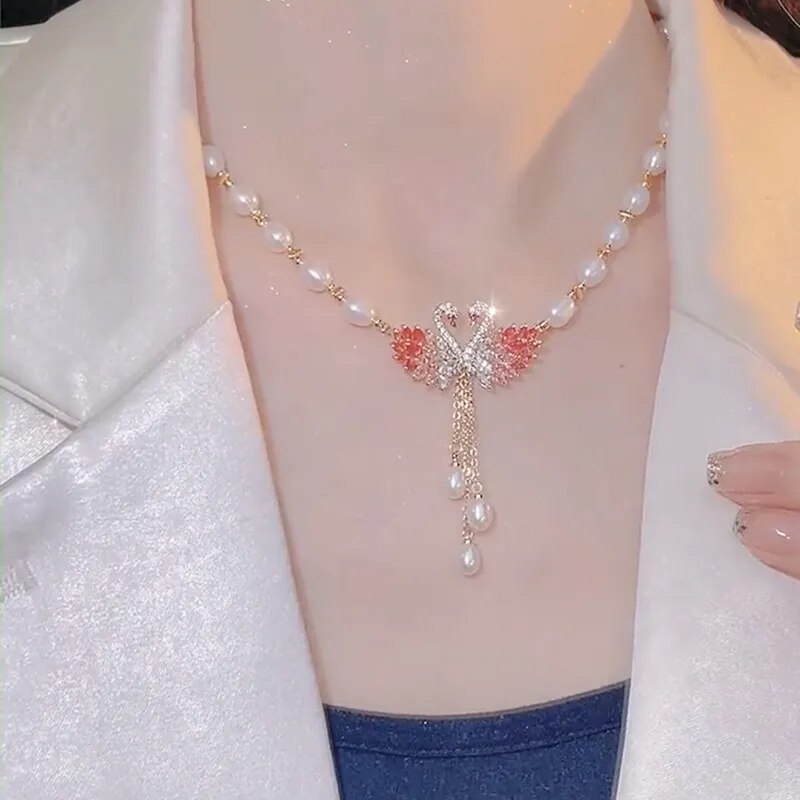 Swan Love Charming Pendant Necklace - Image 4