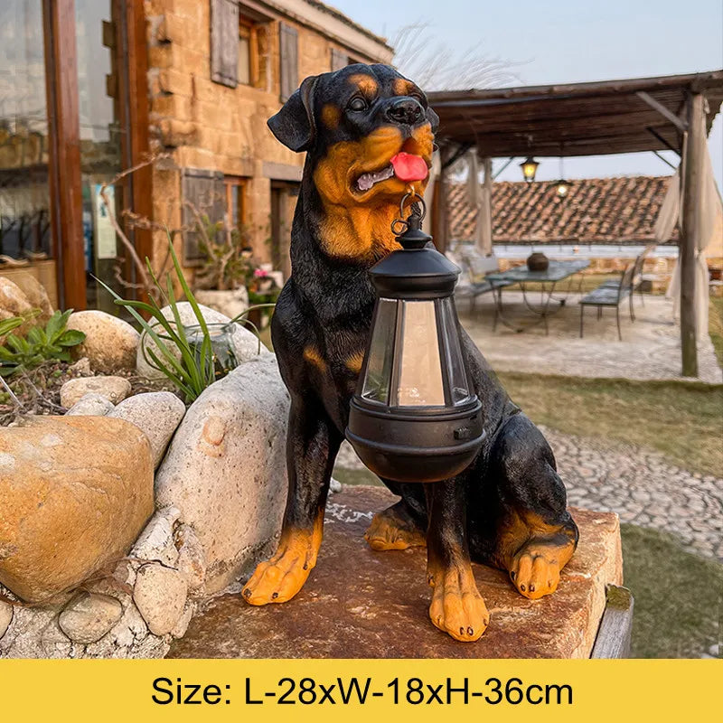 Solar-Powered Outdoor Resin Dog Statue Lamp - Image 5