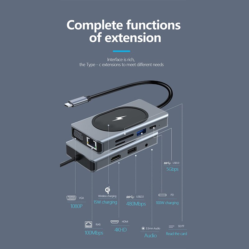 USB Type C Adapter For MacBook Pro with Wireless Charger - Image 7