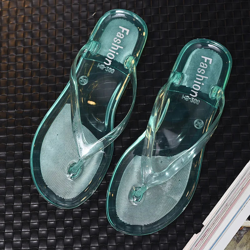 Jelly Clear Transparent Beach Flip Flops