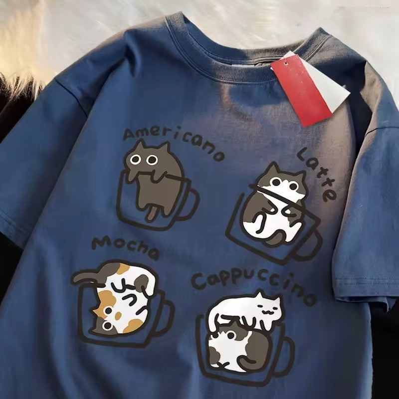 Cat Coffee Lover Funny T-Shirt - Image 11