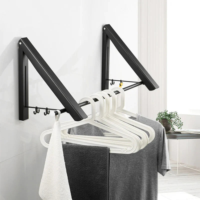 Space Saver Foldable Wall Clothes Aluminum Rack - Image 0