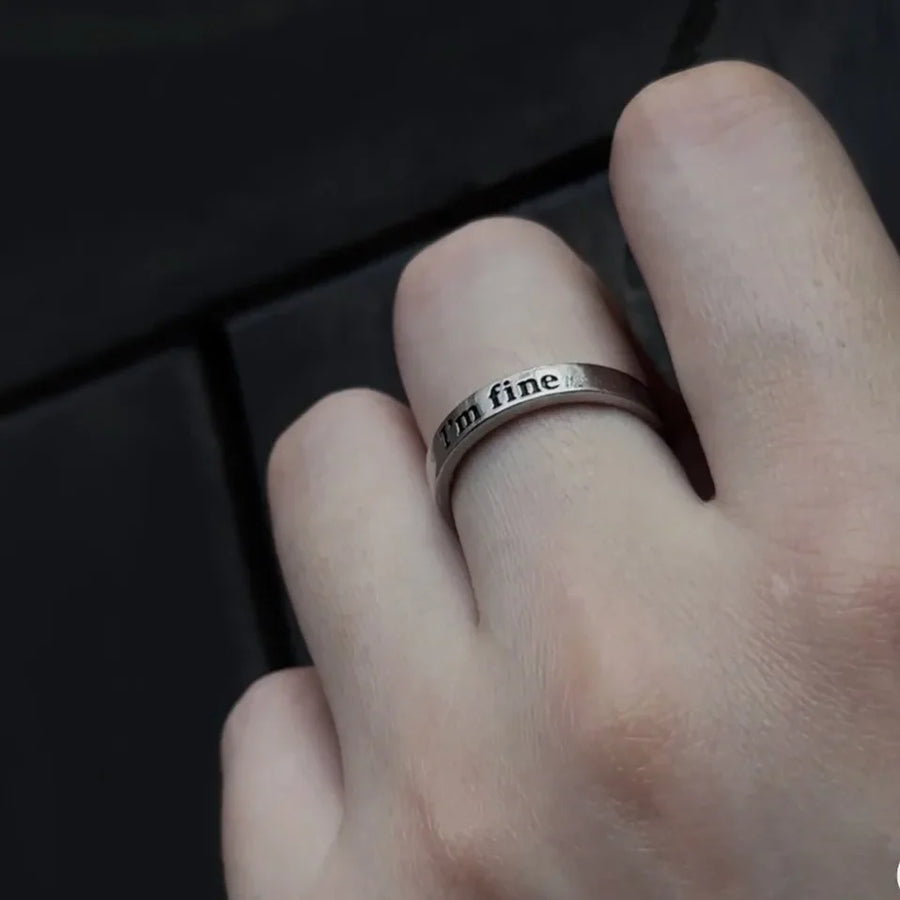 I'm Fine Save Me Adjustable Couple Ring - Image 3