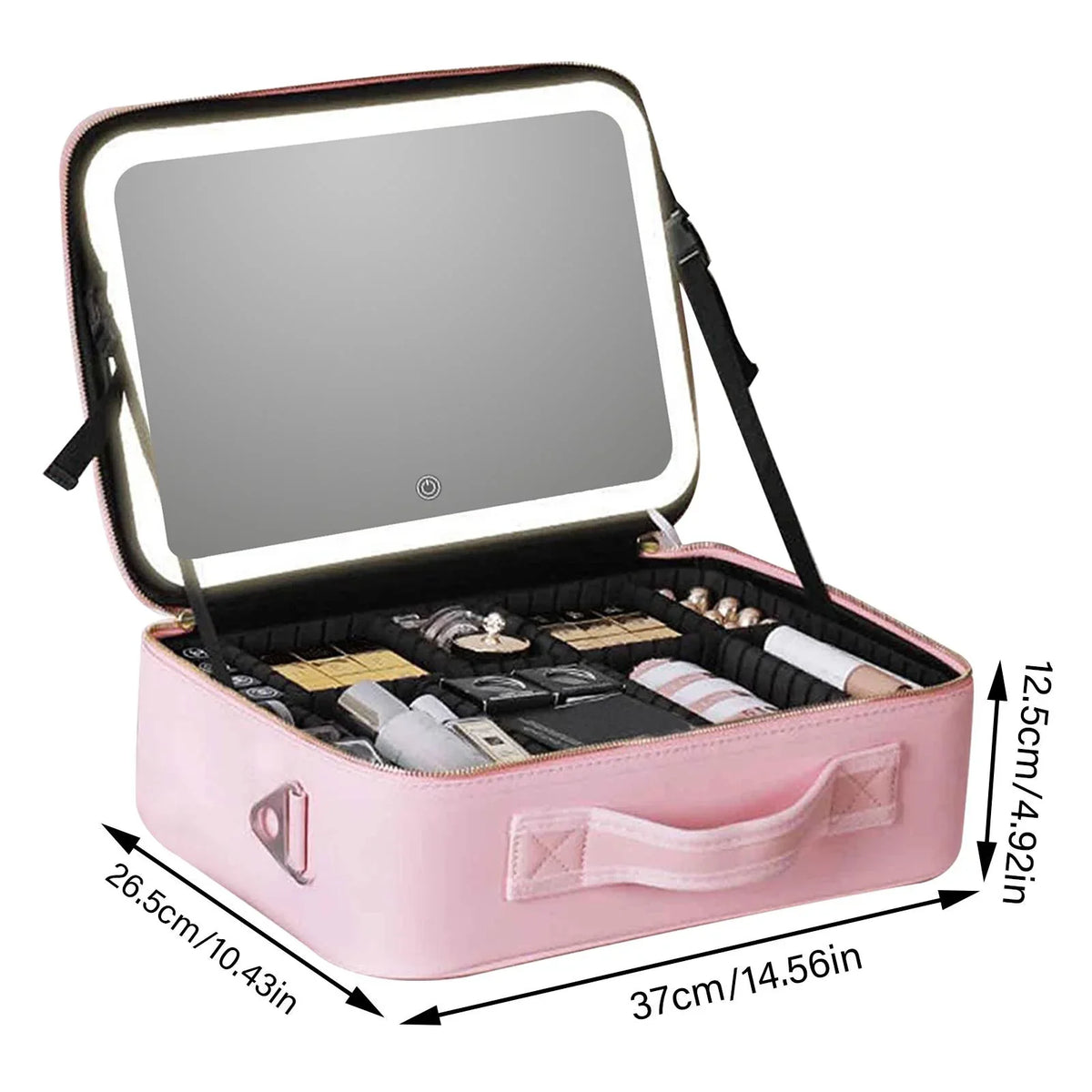 Travel Cosmetic Case LED Mirror Makeup Bag