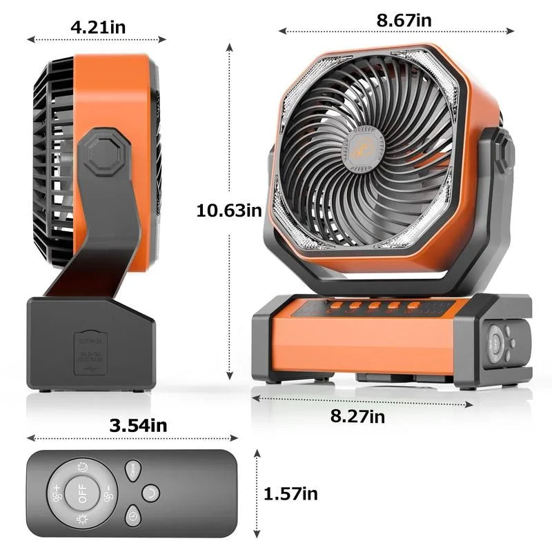 Camping Power Bank Remote Control Desk Fan - Image 3