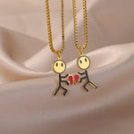 2pcs Double Love Heart Necklace