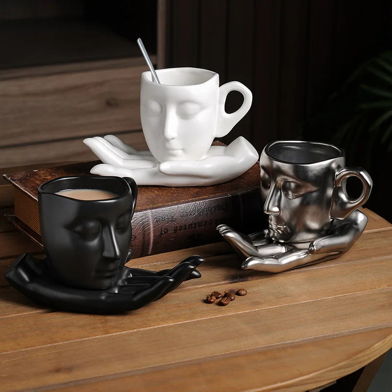 Quiet Mind Artistic Ceramic Face Mug