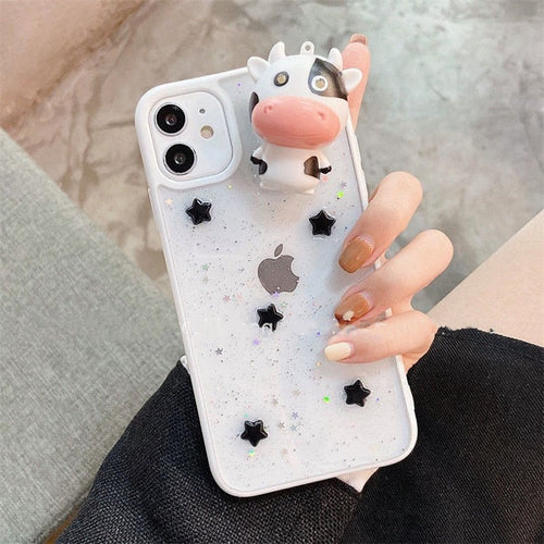 Glowing Cow 3D Transparent iPhone Case - Image 0