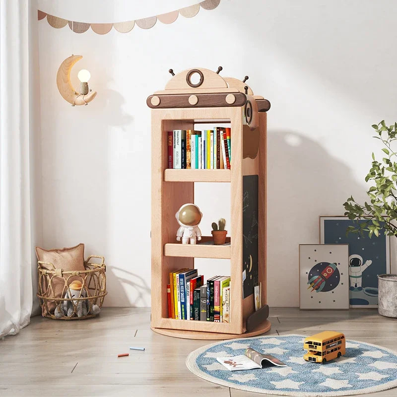 Cosmic Robot Wooden Kids Rotating Bookshelf - Image 0