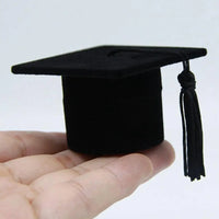 Graduation Cap Shaped Flannel Jewelry Ring Storage Box