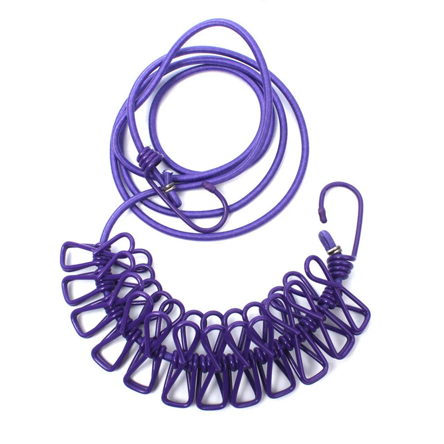 Windproof Non-Slip Elastic Multi-Clip Travel Clothesline - Image 11