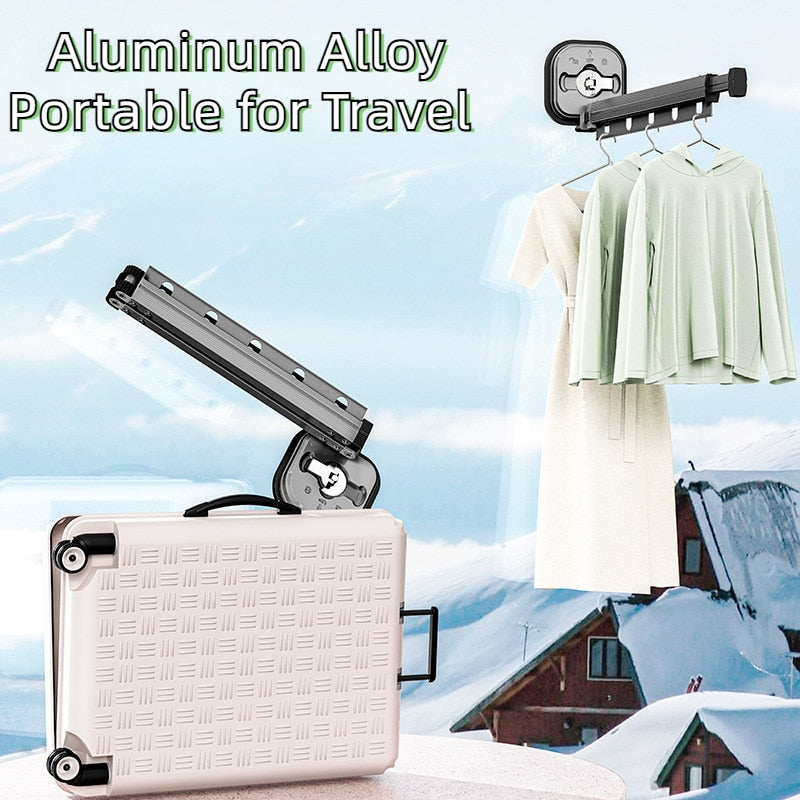 Easy Hang Wall-Mounted No-Punch Retractable Laundry Rack - Image 4