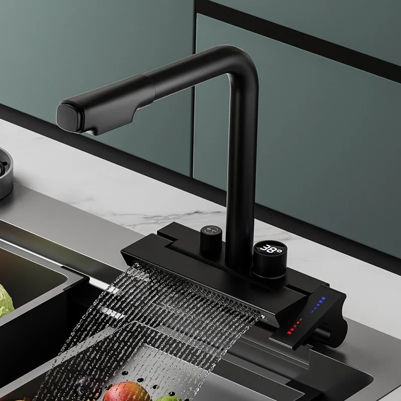 Digital Pull-Down Rain Waterfall Kitchen Faucet - Image 2