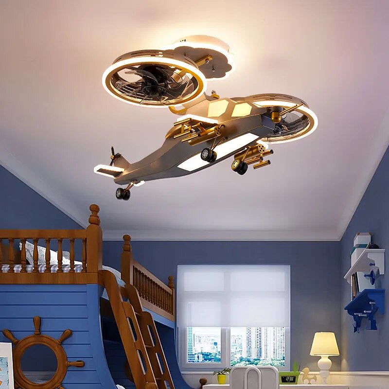 Sky Hero Helicopter LED Fan Lamp - Image 1